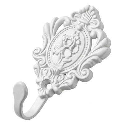 Witte metalen kapstok haak dames en heren ornament vintage wandhaak bohemian stijl decoratieve jas haak voor badkamer slaapkamer entree met klassieke reliëfdetails en eenvoudige montage