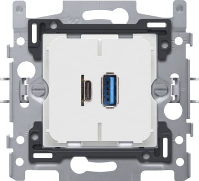 Niko - Dubbele smart USB-A USB-C lader met schroefklemmen - 420-00512