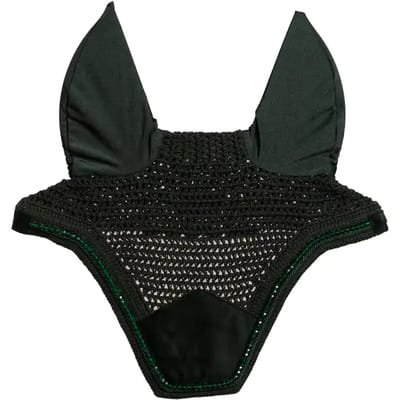 Kentucky Horsewear - Oornetje Wellington soundless velvet pearls dennengroen
