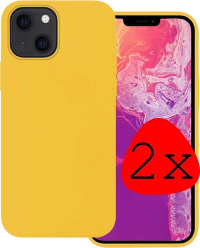 Hoesje 2 Stuks - Geschikt voor Apple iPhone 13 - Sterk & Shockproof - Case Siliconen - Back Cover - Telefoon Hoes - Geel