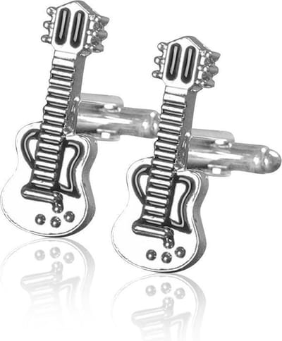 Montebello Manchetknopen Gitaar - 316L Staal - Muziek - 14x29mm