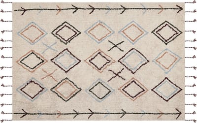 CORUM - Laagpolig vloerkleed - Lichtbeige - 160 x 230 cm - Katoen