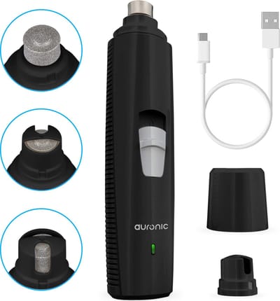 Auronic Elektrische Nagelvijl - Nagelknipper Hond - Nagelknipper Kat - Nagelvijl Hond - Oplaadbaar - Draadloos - Diamant Vijlkop - Zwart