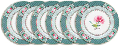 Pip Studio Blushing Birds Borden - Gebaksbordjes - Bordenset - Servies set van 6 - 17cm