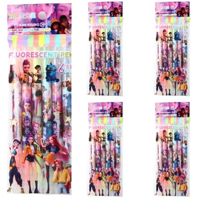 Nieuwe Kpop Duivel Jager Fluorescerende Pen Set Dubbelzijdige Markeerpen Dagboek Tekenen DIY School Schrijfwaren Cadeau
