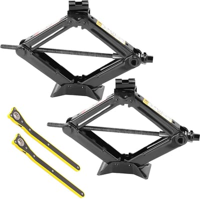 2pcs 1.5ton Schaarlift - Auto Krik met 2 Ratelhandvatten voor Auto, Van, SUV & Vrachtwagen - Max Hoogte 38 cm