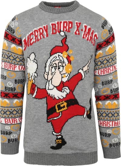 Suitable Kersttrui Multicolour Grijs lampjes - Maat M - Heren - Pullover - Sweater