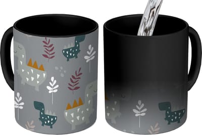 Magische Mok - Foto op Warmte Mokken - Koffiemok - Patronen - Jongens - Kinderen - Dinosaurus - Magic Mok - Beker - 350 ML - Theemok