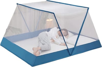 Klamboe voor bed - Muggentent pop-up - Bescherming tegen insecten - Eenvoudig op te zetten - 80x190cm - Blauw