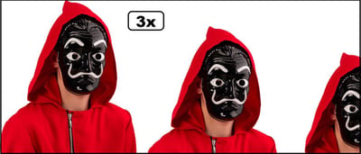 3x Masker La Casa dali zwart/wit - Halloween La casa de Papel festival thema feest horror fun