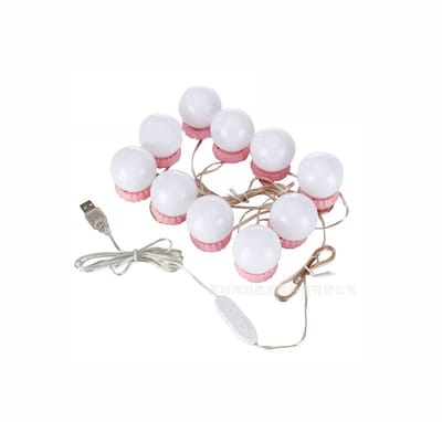 Dailygoods - USB-spiegellampen - LED make-up verlichting - Roze basis - 3 kleurmodi - 10 helderheid - Geschikt voor make-up - 10 stuks