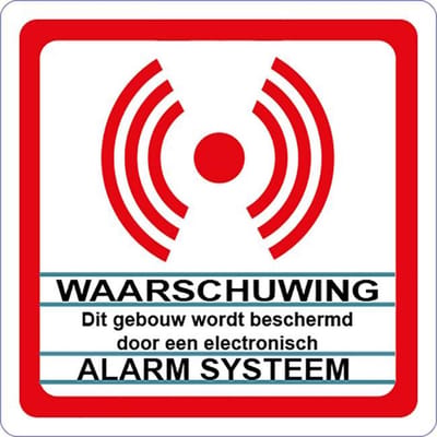 Alarm systeem sticker - Elektronisch alarm systeem sticker.
