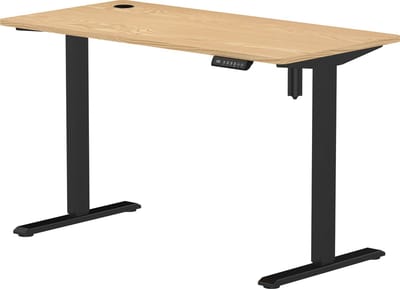 Elektrisch Verstelbaar Zit-Sta Bureau compact 118 x 60 cm | Zwart – Naturel Eiken | Hoogte 72 – 118 cm | Stabureaus®