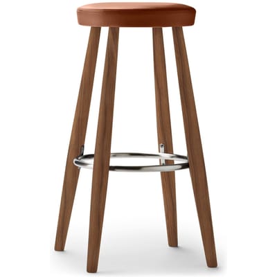 Carl Hansen & Søn CH56/58 Barkruk - walnoot geolied - Leder Bruin/Thor307 - 76 cm