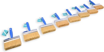 Voordelpak: 8-Delig Schilderkwastenset - Blokkwast - Geschikt voor Water- en Oliebasis - Plastic - Blauw - 20x12x3cm - Ideaal voor Diverse Verfklussen