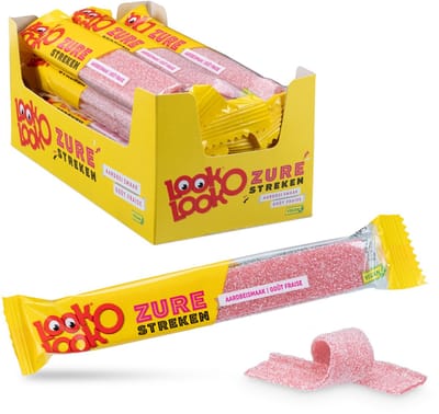 Look O Look Zure Streken - Snoep - Aardbei - Vegan - 12x58gr