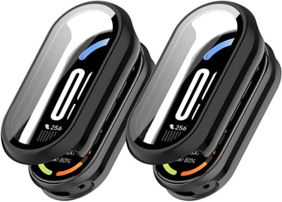 Dailygoods - Hoesje voor Xiaomi Smart Band 10 [2 stuks], 9H PC hardheid, glazen beschermfolie + harde plastic rand, anti-kras schokbestendige schermbeschermer voor Xiaomi Smart Band 10 - zwart + zwart