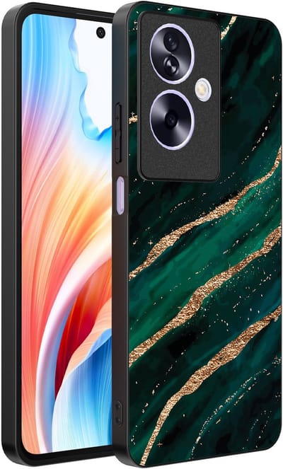 Smartphonica Telefoonhoesje Geschikt voor Oppo A2 - Oppo A79 met marmer opdruk - TPU backcover case marble design - Groen Goud geschikt voor Oppo A2;Oppo A79