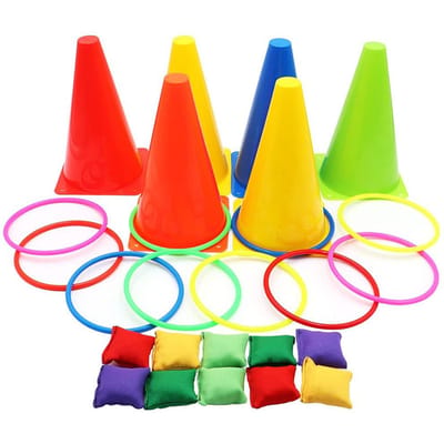 Carnavalsspellen Set Propyleen met Netzak Verkeerskegel Werpringen Set voor Buitensporten 23cm 9.1in red