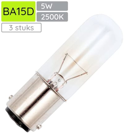 Signaallamp Ba15d 12V 5W - 416 mAh - 3 stuks - T16 Gloeilamp Ø16mm - 54mm - 2500K - Dimbaar