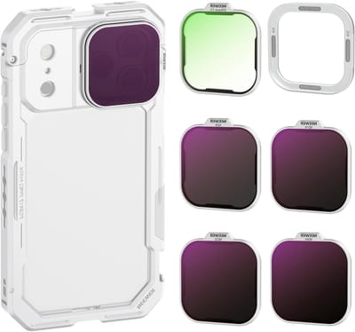 ND Filter Set voor Smartphone Cage, Grijs ND8/16/32/64 + Zwart Diffusiefilter 1/4 + Magnetische Achterplaat - Accessoire Kit voor iPhone 17 Pro/17 Pro Max, Verbeter je Fotografie en Videokwaliteit