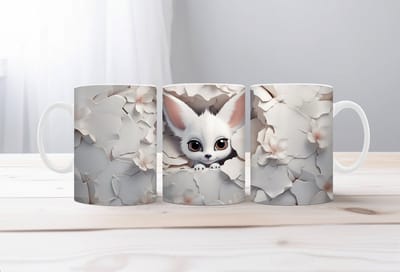 3D koffiemok Fennec fox Mug Wrap