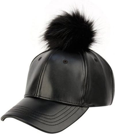 eCarla - pet met pompon - zwart