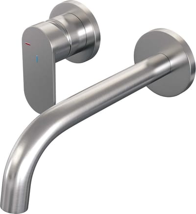 Brauer Brushed Edition inbouw wastafelmengkraan met gebogen uitloop en rozetten model C2 RVS geborsteld PVD