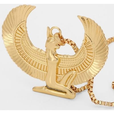 Mode Européenne et Américaine Chaîne Longue Punk Dorée Aigle Égyptienne Mode Pendentif Croix Collier beige