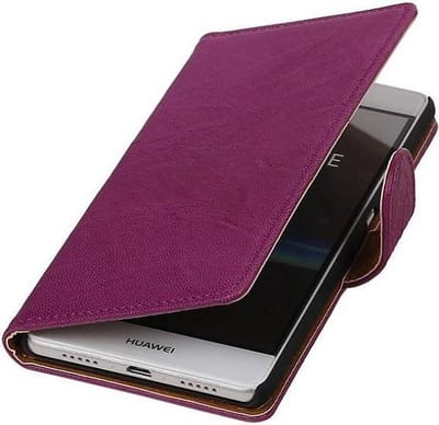 Washed Leer Bookstyle Wallet Case Hoesje - Geschikt voor Huawei Ascend G6 4G Paars