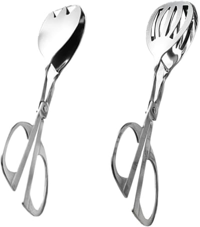 Set van 2 roestvrijstalen serveertangen voor voedsel, salade en gebak - Keukentools voor buffet en grill