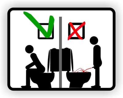 Toilet Sticker - Zit Plassen Sticker - Toilet Hygiëne - Transparante Beschermlaag - 18x14cm - Zwart