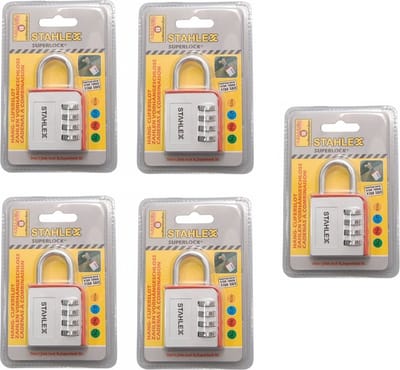 STAHLEX Hangslot / cijferslot - 5x - aluminium - 46 mm - sloten / fietssloten / cijfersloten