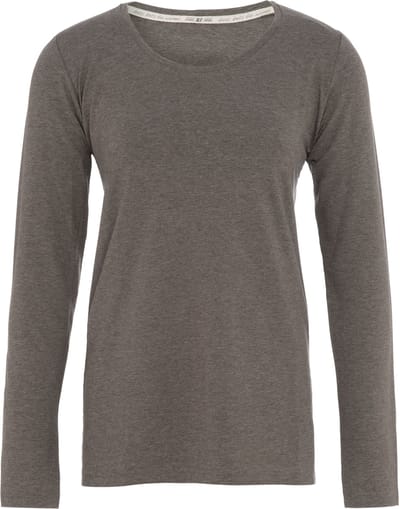Knit Factory Lily Shirt - Dames shirt met ronde hals - T-shirt met lange mouwen - Shirt voor het voorjaar en de zomer - Superzacht - Shirt gemaakt van 96% viscose & 4% elastaan - Taupe - S
