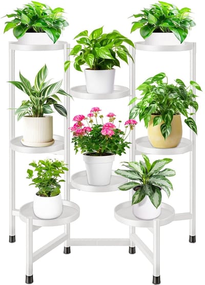 Dailygoods- Plantenstandaard met 8 niveaus - Plantenrek binnen - Plantenrek buiten - Plantenstandaard metaal - Bloemenstandaard - Houder voor balkon