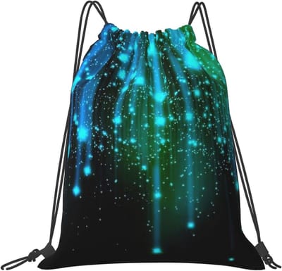 Rugzak met sterrenprint - Trekkoord tas - Sport en fitness - Lichtgewicht materiaal - 40.64 x 35.56 cm - Wit
