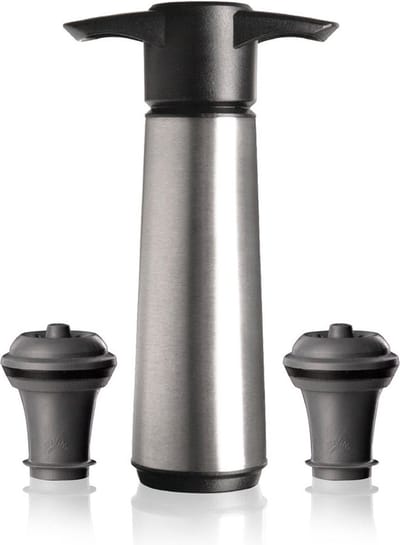 Vacu Vin Wine Saver RVS | Vacuüm Wijnpomp | 2 Vacuum Wine Stoppers | Gift box