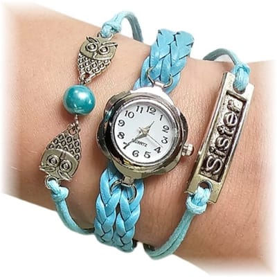 Fako - Armband Horloge - Multi Uiltjes Sister - Lichtblauw