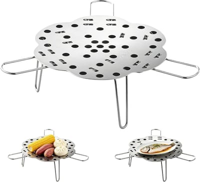 Inklapbare stoominzet van roestvrij staal 304, 24,2 x 6,3 cm, ideaal voor groenten, vis en vlees, gezond stomen in kookpannen en soeppannen, keukenaccessoires voor een betere bereiding