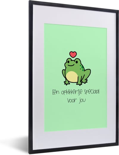 Fotolijst incl. Poster - Beterschap - Quotes - Kikker - Opkikker - 40x60 cm - Posterlijst
