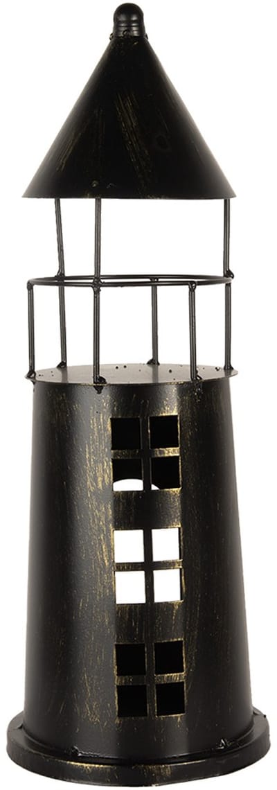 Clayre & Eef Decoratie Vuurtoren Ø 16x45 cm Zwart Metaal