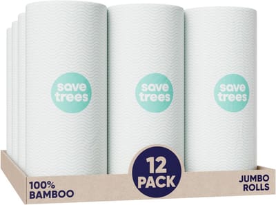 Duurzame Bamboe Papieren Handdoeken - 12 Rollen Ultra-absorberend en Milieuvriendelijk