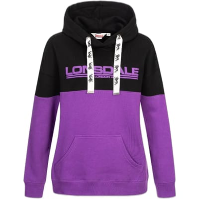 Lonsdale Damen Hoodie Wardie Kapuzensweatshirt Oversize Purple/Black/White-S