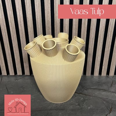 Tulpenvaas - Japandi Style - 3D geprint - Kunstbloemen - Legobloemen