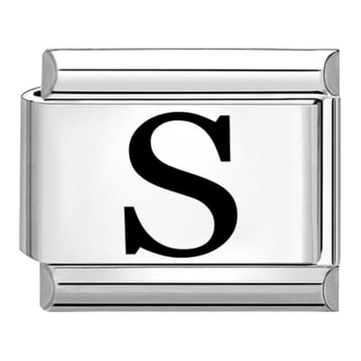 Quiges - Schakel - Bedel - 9mm - charms - Laser alfabet - letter S - Geschikt voor - armband - Schakelarmband - italy bedels armband