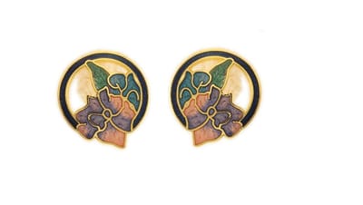 Behave - Oorringen dames - bloemmotief - paars - 2 cm - retro rond