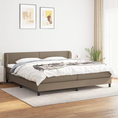 vidaXL - Boxspring - met - matras - stof - taupe - 200x200 - cm