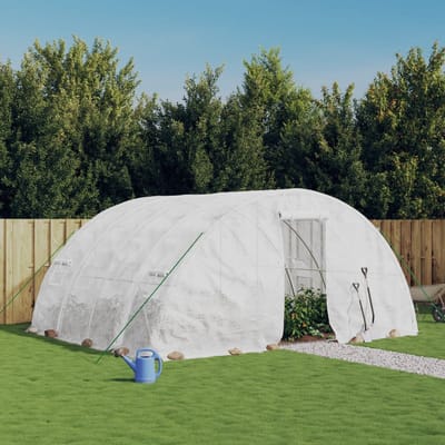 vidaXL - Kas - met - stalen - frame - wit - 20 - m² - 5x4x2,3 - m