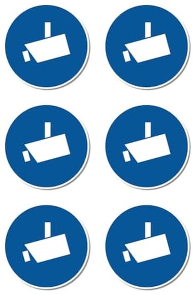 Bewakingscamera - Videobewaking Veiligheidsstickers Ø 5 cm, 6 Stuks