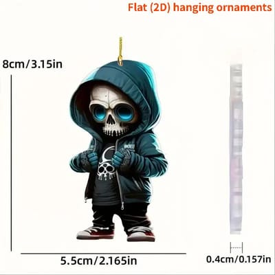 Coole Schedel Achteruitkijkspiegel Hanger Auto Hangende Sieraden Auto Decoratie Accessoires Cadeaus voor Vrouwen Mannen Kerstdecoratie